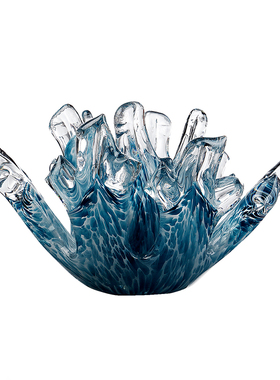 创意冰蓝琉璃珊瑚艺术摆件现代轻奢客厅样板间玄关装饰品新居礼物