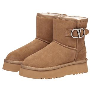 KISSCAT接吻猫[热可可]厚底雪地靴加绒皮毛一体短靴增高毛毛靴女