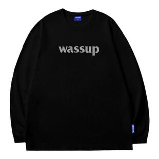 WASSUP潮牌3D立体字母logo长袖T恤男生春秋百搭美式重磅圆领上衣
