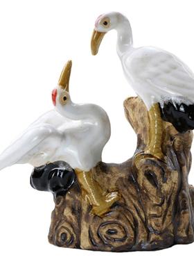 鱼池假山装饰仙鹤小摆件