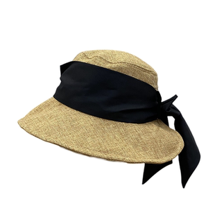 轻薄麻感~日本uv防晒大檐燕尾蝴蝶结渔夫帽女夏季显脸小遮阳帽子