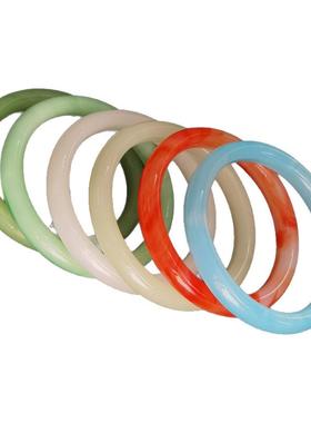 古风玻璃仿玉手镯白色复古气质汉服配饰品叮当镯仿红玛瑙镯子现货