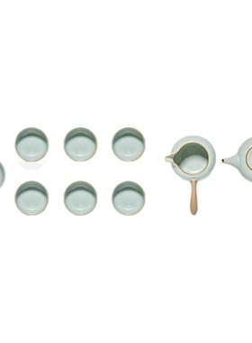 雅瓷汝窑侧把壶套装功夫茶具家用