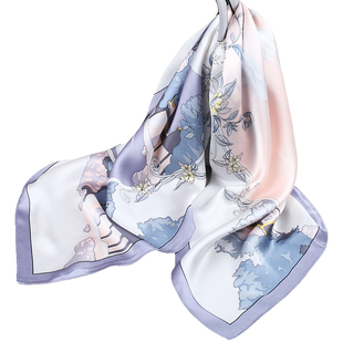 真丝丝巾女2025新款方巾系脖100%桑蚕丝围巾高档妈妈生日礼物披肩