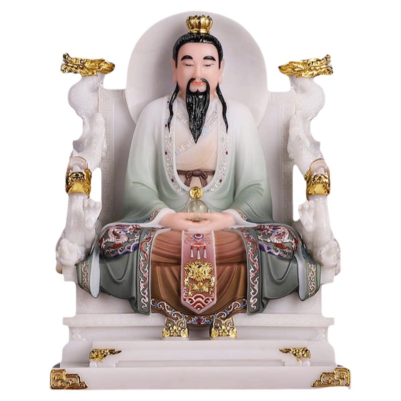 汉白玉玄天大帝佛像家用供奉摆件