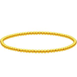 潮宏基心喜足金手链黄金手串手饰光面磨砂5G圆珠情人节礼物 计价