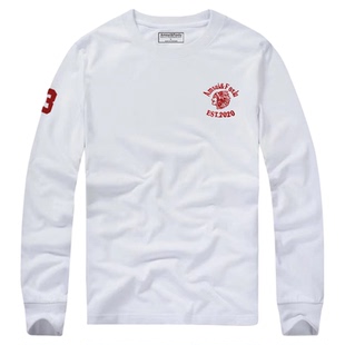 特价美国AF男士长袖T恤秋冬季装圆领纯棉经典刺绣厚款保暖打底衫