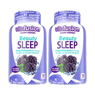 【自营】美国vitafusion褪黑素5mg安眠褪黑素软糖90粒/瓶*2瓶睡眠