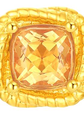 潮宏基18K金水晶耳钉硬K工艺
