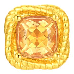 潮宏基至简小方糖黄18K金发财水晶耳钉彩金生辰石耳饰纪念妇女节