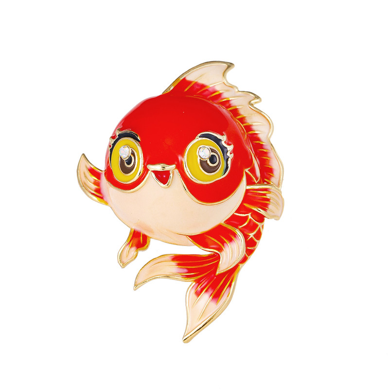 喜庆中国风红色锦鲤胸针