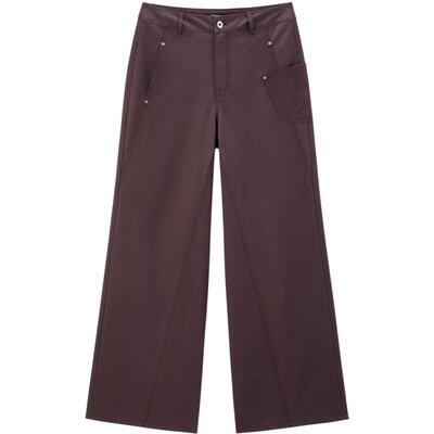 太平鸟新款阔腿直筒紫色牛仔裤女