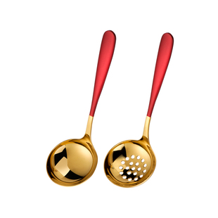 SUS304不锈钢汤勺大号盛汤长柄火锅勺子家用小漏勺粥勺稀饭勺汤匙