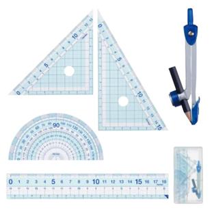 【天天特卖/好用不贵】中小学生用直尺+日本原产Raymay藤井学生套尺防滑耐磨目字符三角板量角器数学便携套装