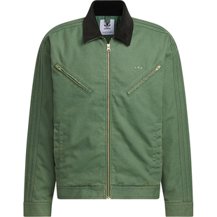 Adidas阿迪达斯三叶草新款翻领男女款休闲复古运动保暖棉服JW9575