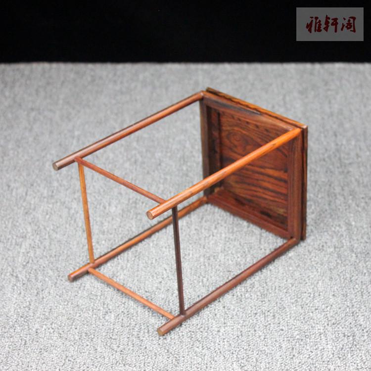 明式红酸枝正方底座多肉菖蒲微型盆景花几花瓶花盆古玩红木小花架