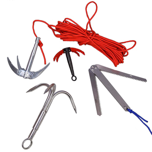 折叠四角锚刀水草锚钩打捞三爪拉草器野钓清理水草飞虎爪三钩渔具