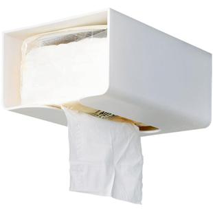 悬挂式纸巾架橱柜底桌下抽纸架壁挂无痕黏贴免打孔ABS塑料纸巾盒