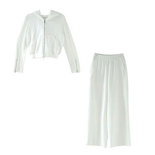 LONSLAN 2023秋冬新款百搭连帽上衣外套休闲宽松裤子运动休闲套装