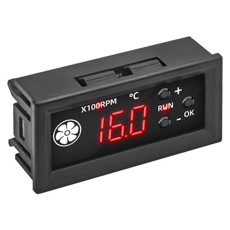 四线PWM风扇温控调速器X100RPM 数码显示温度转速可关停直流电压