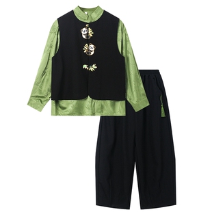 男童春装日常可穿长袖汉服套装2026新款儿童新中式国风唐装三件套