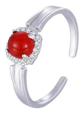 新款天然红玛瑙开口戒指