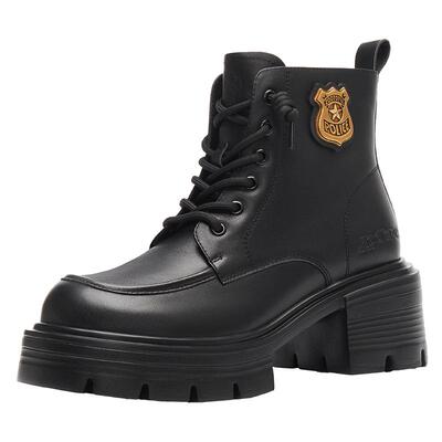 天美意疯狂动物城联名厚底增高加绒马丁靴女鞋复古短靴冬新款