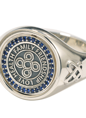 柒玥925银双面旋转刻字戒指