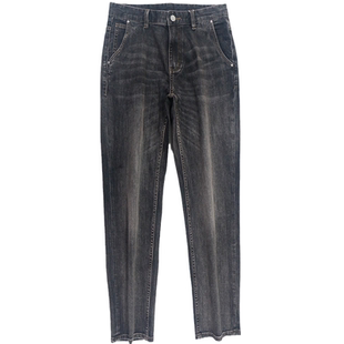 大牛传说2025年秋冬烟灰色牛仔裤男士宽松直筒大码弹力长裤子1318