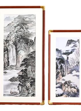 仿铜角实木书法字画相框空框装裱中式长条国画框架外框定制挂墙