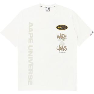 Aape旗舰店男装秋季猿人字母图案印花街头嘻哈潮流短袖T恤1385XXL