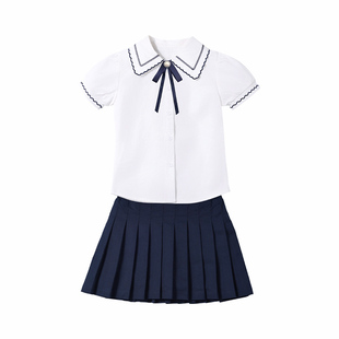 幼儿园园服毕业照儿童纯棉套装班服小学生校服夏季衬衫英伦学院风