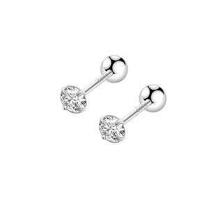 999纯银镶钻合成锆石耳钉女 足银螺丝拧扣养耳洞耳骨钉耳蜗钉耳环