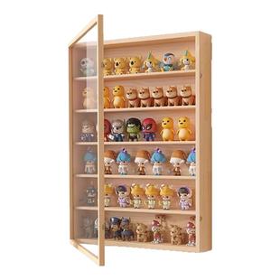 实木手办展示柜盲盒展示架收纳玩偶盲盒娃娃展示盒壁挂墙上置物架