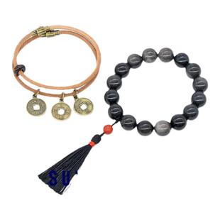 盗墓笔记周边衍生吴邪同款银曜石流苏手串手链男女学生礼物