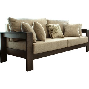 治木工坊实木沙发两人位橡木简约单人位布艺沙发日式客厅家具现货