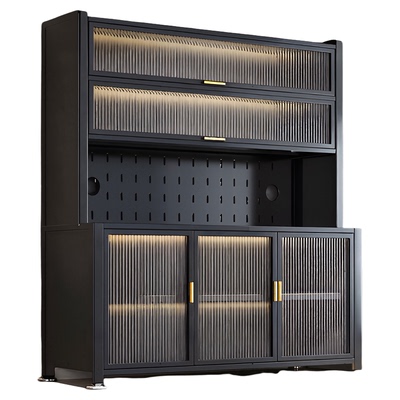 雪山岩板餐边柜岩板+碳钢双台面