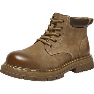 百思图秋冬季商场新款加绒保暖马丁靴时尚户外运动男短靴WF512DD5