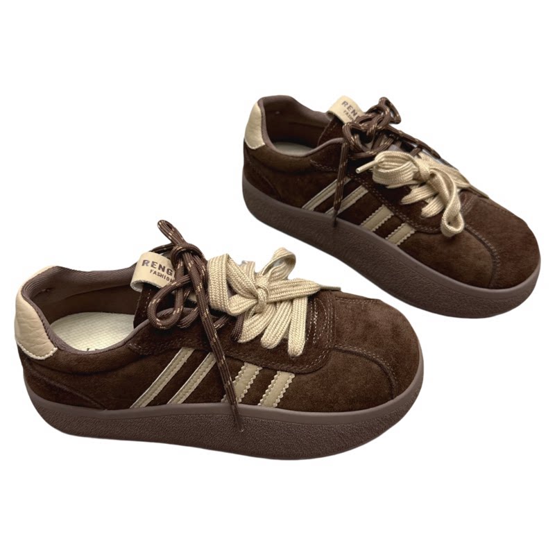 轻便厚底双鞋带拼色德训鞋阿甘鞋