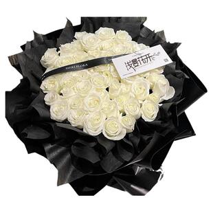 白玫瑰花束生日送女友情人节鲜花速递同城上海广州北京店全国配送