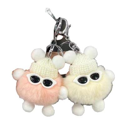 可爱毛绒獭兔小煤球钥匙扣简约少女心公仔挂饰学生闺蜜书包挂件