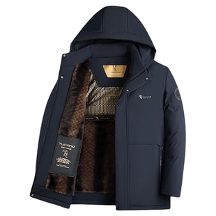 啄木鸟棉衣男款2025冬季新款中年爸爸装户外加棉加厚保暖棉外套