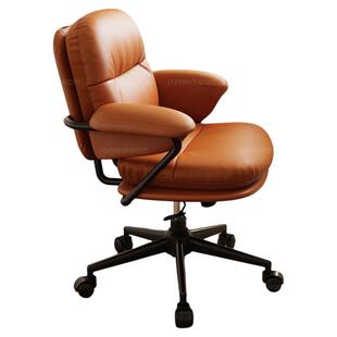 三梦真皮电脑椅子女生卧室舒服久坐不累书桌椅书房办公椅学习椅