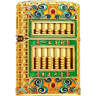 zippo打火机正品 珐琅彩日进斗金算盘煤油防风正版送男友高档礼物