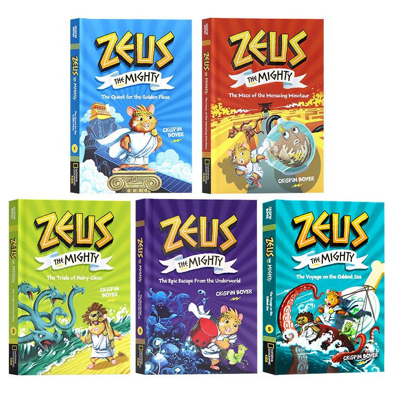 强大的宙斯5册 英文原版小说 Zeus the Mighty 儿童桥梁章节漫画书 趣味冒险故事书 美国国家地理 精装 课外阅读 Crispin Boyer