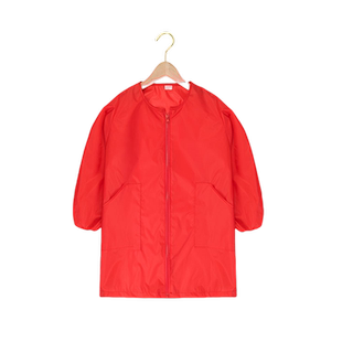 轻薄款儿童前开拉链画画衣中大童防水美术罩衣中长款幼儿园反穿衣