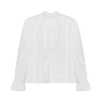 JeJuna炸鸡欧尼花瓣袖蕾丝衬衫