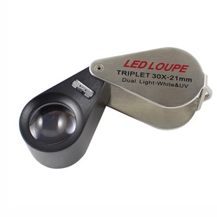 TRIPLET带灯珠宝放大镜古玩翡翠珠宝钻石鉴定10倍20倍30倍USB充电