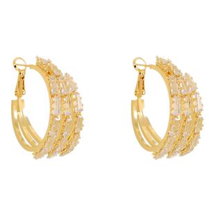 许我耀眼同款多层锆石圈圈耳环女高级感气质大气耳钉耳圈小众耳饰