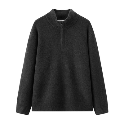 森马纯色含羊毛半开襟高领毛衫男